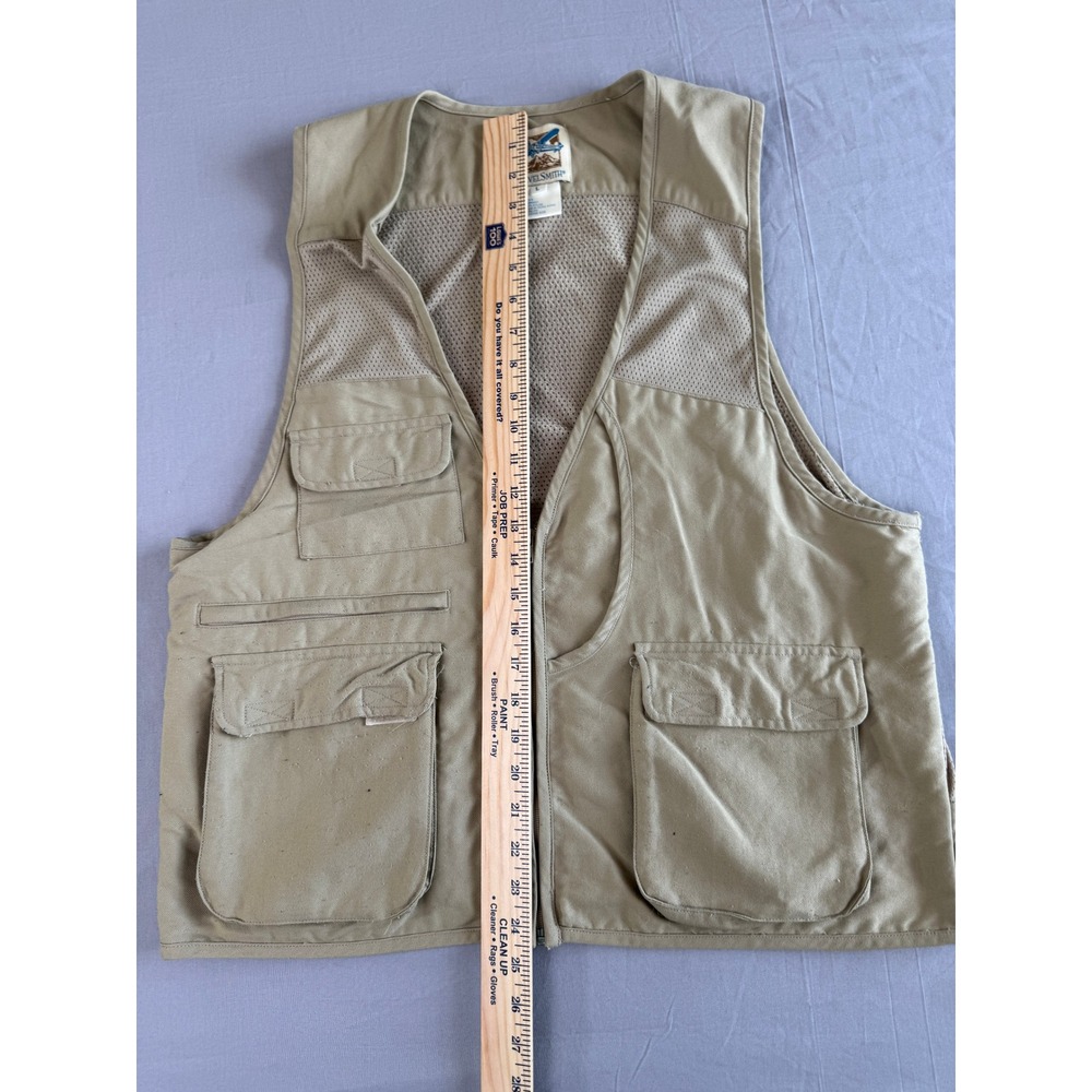 TravelSmith Fishing Vest Mens Large Khaki Utility Outdoor Cargo Pockets Outdoors